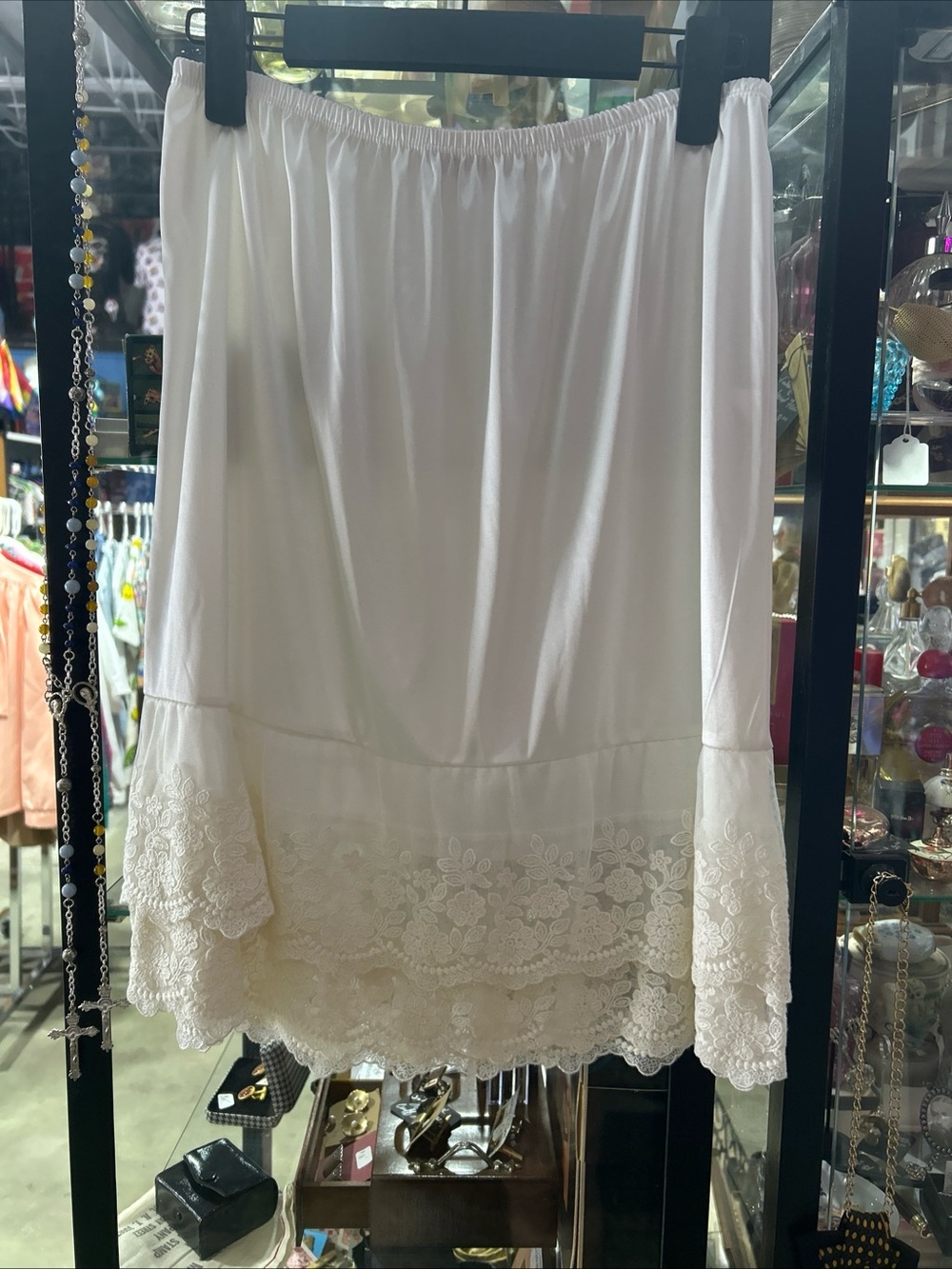 Vintage White Lace Hem Half Slip Skirt Melody Brand Size Large